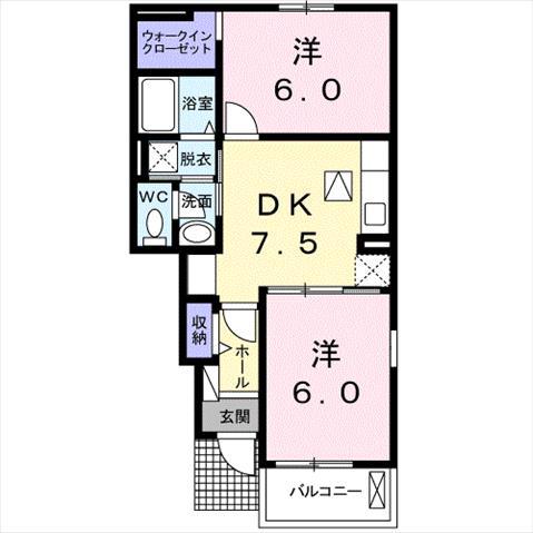 グリーンスプラウトD(2DK/1階)の間取り写真