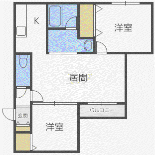 フォースアベニュー美園(2LDK/3階)の間取り写真