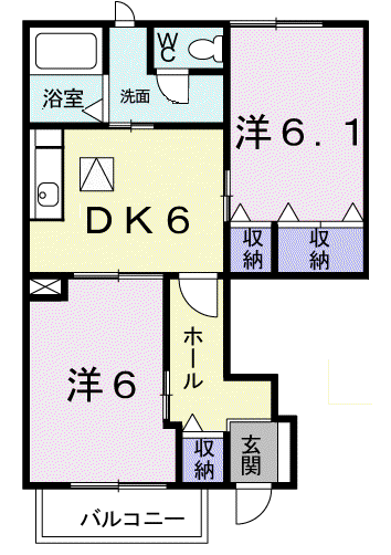 エテルノ(2DK/1階)の間取り写真