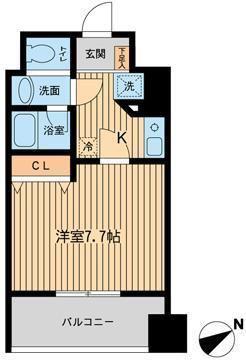 プライムアーバン門前仲町(1K/8階)の間取り写真