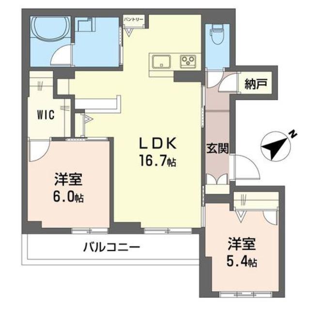 SHAMAISON グリシーナII(2LDK/2階)の間取り写真