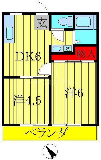 清光ハイツ(2DK/1階)の間取り写真