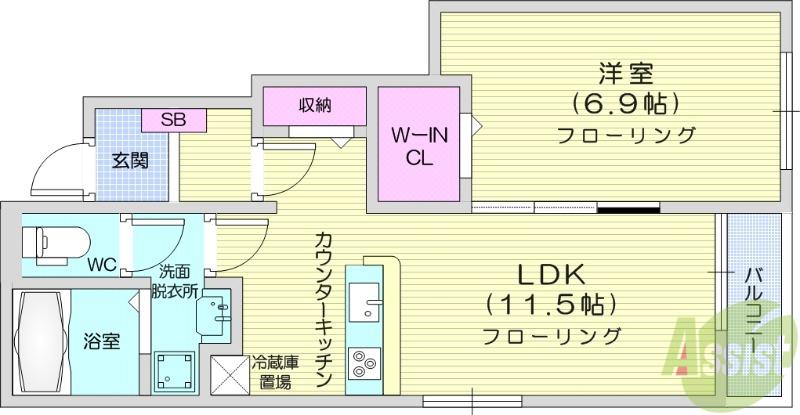 グランドメゾン(1LDK/1階)の間取り写真