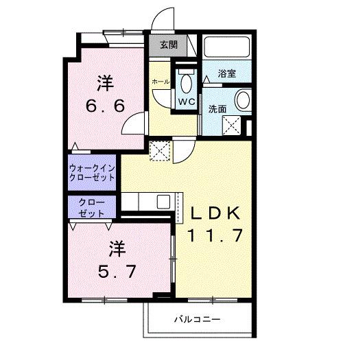 HILL COURT 水無瀬(2LDK/1階)の間取り写真