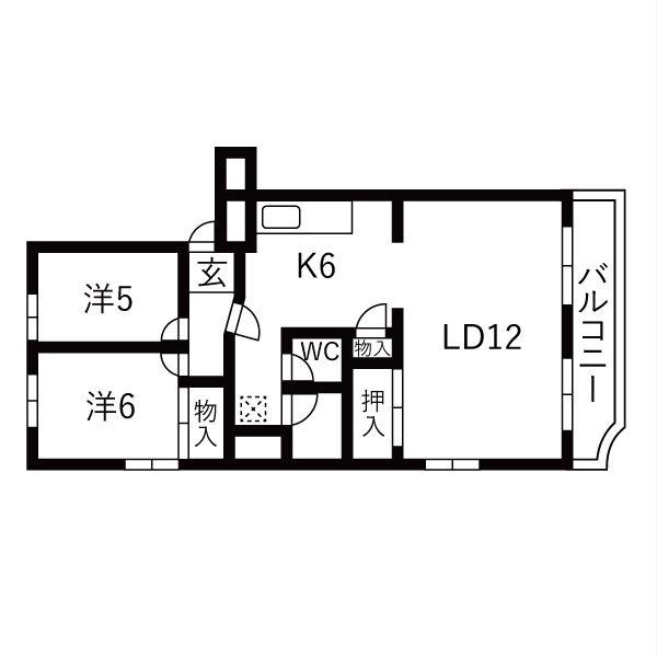 マンションニュー藻岩(2LDK/5階)の間取り写真
