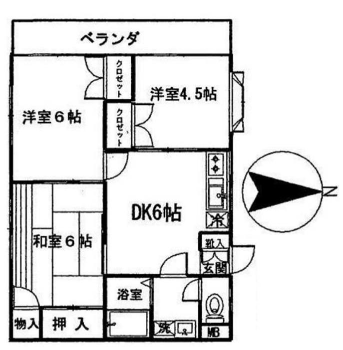 ホーエイフラッツ柳島(3DK/2階)の間取り写真