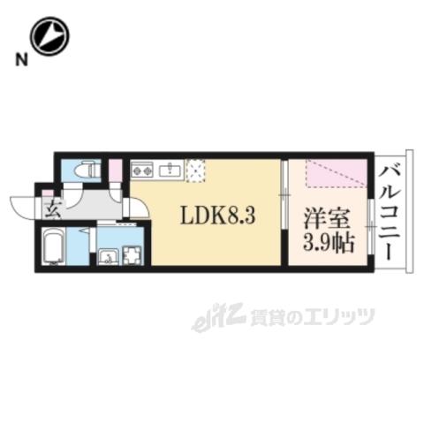 NUKUMORI桂川南(1LDK/4階)の間取り写真