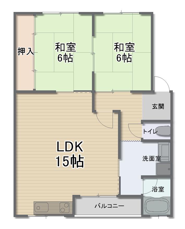 パールハイツ北谷(2LDK/2階)の間取り写真
