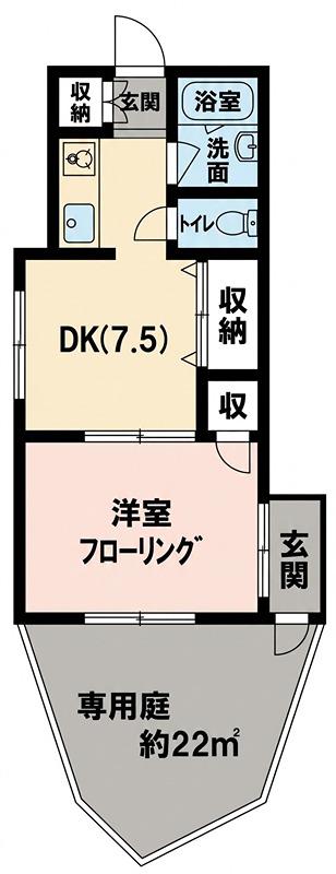 サン・クレール横浜A棟(1DK/1階)の間取り写真
