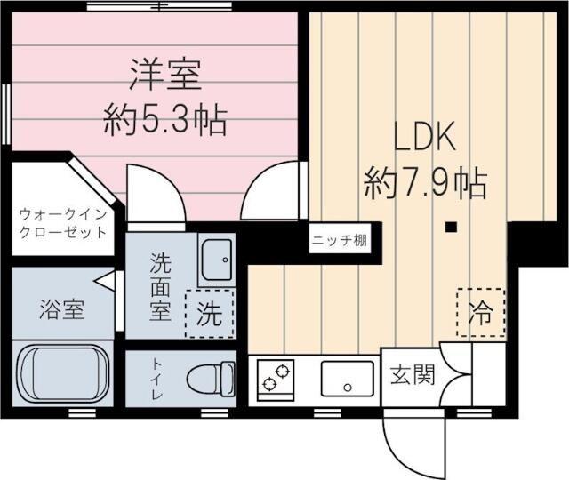 エスポワール上落合(1DK/1階)の間取り写真