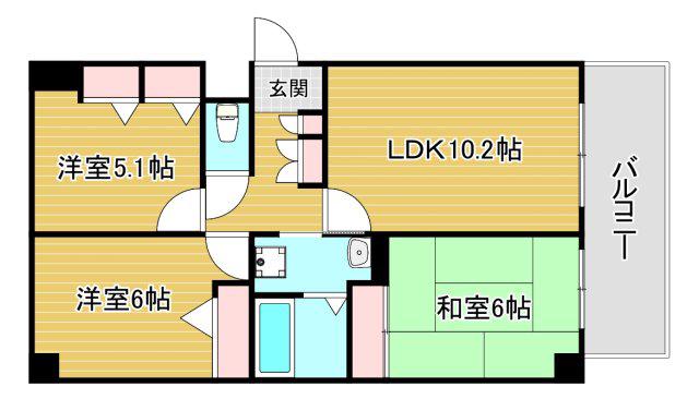 エバーグリーン竹島(3LDK/5階)の間取り写真