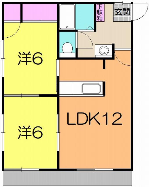 サンライフ南仙台B(2LDK/1階)の間取り写真