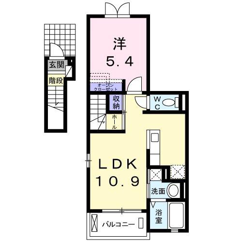 メゾン・パティオス A(1LDK/2階)の間取り写真