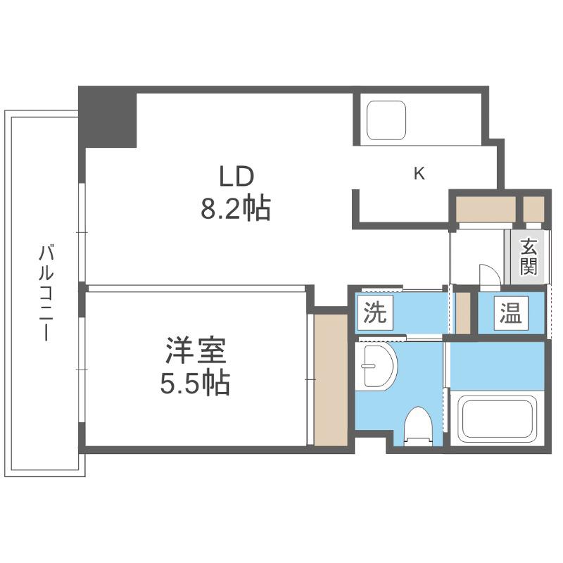 カトレア南8条(1LDK/4階)の間取り写真