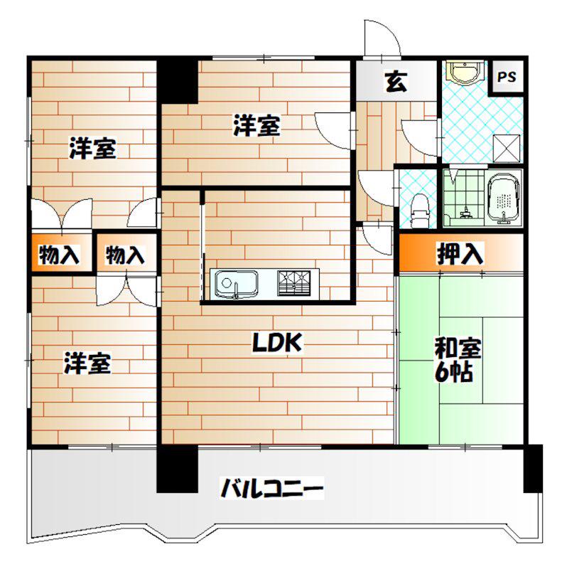 ニューエバーグリーン小倉(4LDK/4階)の間取り写真