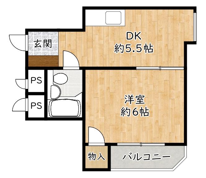 第2アローズハイツ(1DK/3階)の間取り写真