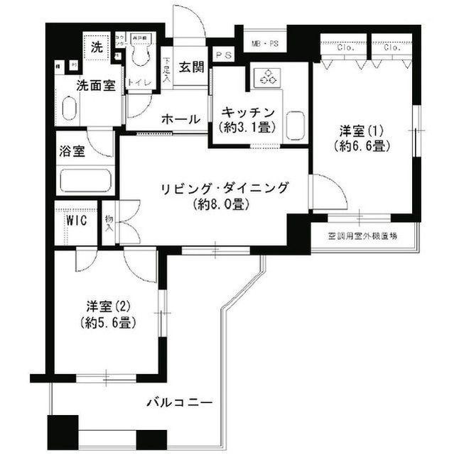 クリオ文京小石川(2LDK/14階)の間取り写真
