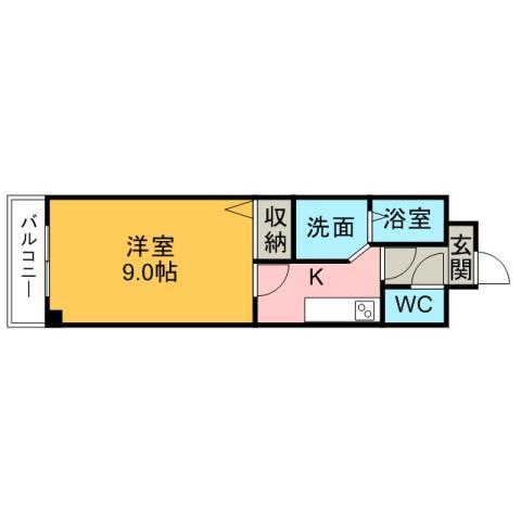 第3OTAビル(1K/6階)の間取り写真