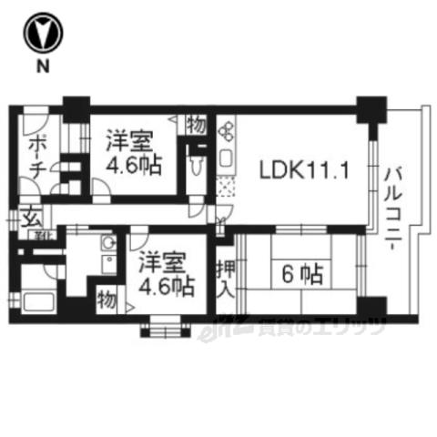 サンロイヤル新田辺アカデミア1号館(3LDK/6階)の間取り写真