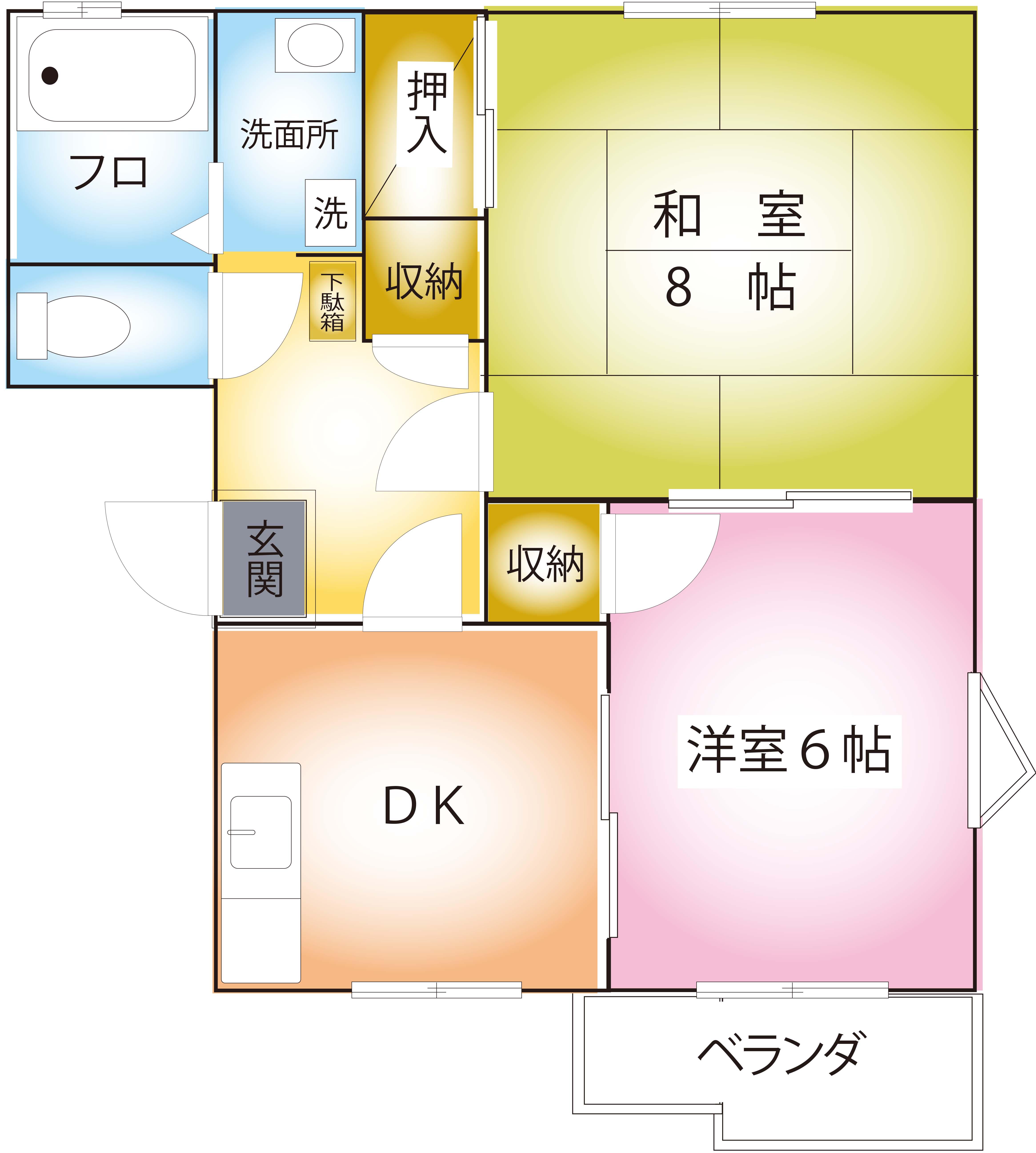 ハイツトレビアン(2DK/2階)の間取り写真