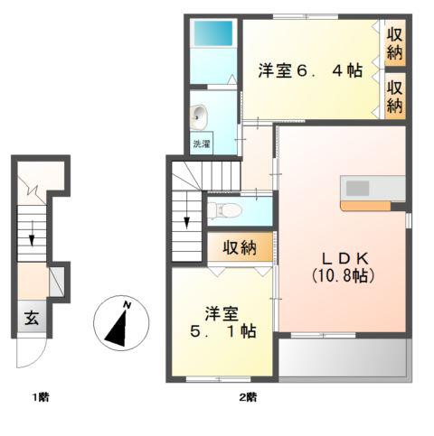 ラプレミエールK(2LDK/2階)の間取り写真