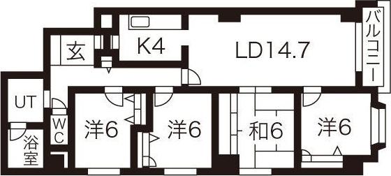 エスポアール円山(4LDK/3階)の間取り写真