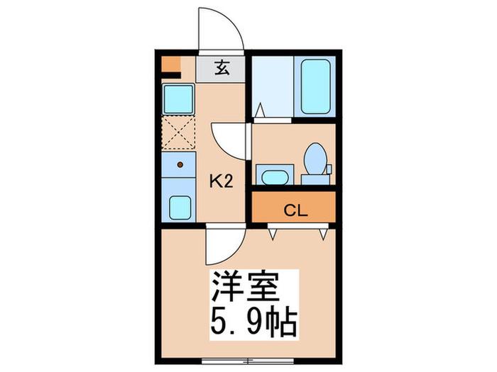 アザーレパッシオ鷺沼(1K/1階)の間取り写真