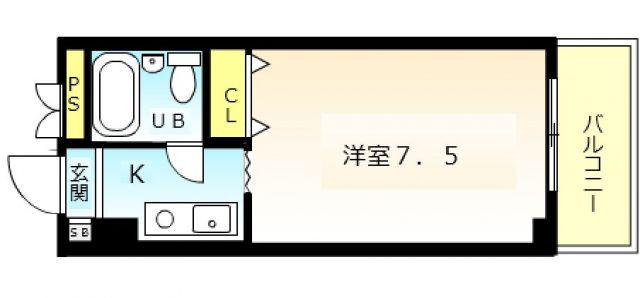 クレストコート(1K/3階)の間取り写真