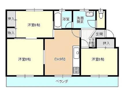 シャガール桜川(3DK/2階)の間取り写真