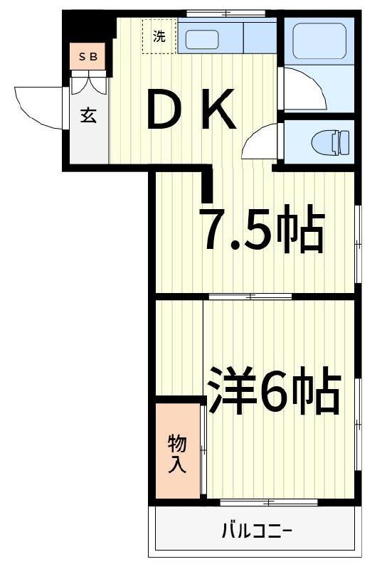 杉本ビル(1DK/3階)の間取り写真
