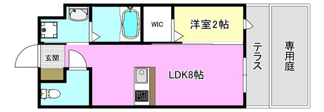 リアコート千里丘IIノース(1LDK/1階)の間取り写真