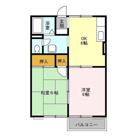 エスポワール 壱番館(2DK/1階)の間取り写真