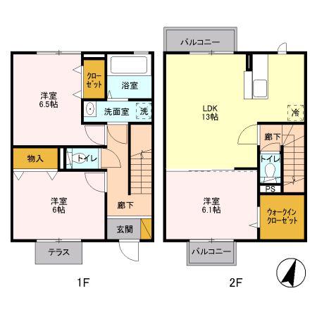 コンフォート大里(3LDK/1階)の間取り写真