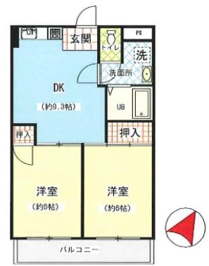 ニューライフ赤塚マンション(2DK/4階)の間取り写真