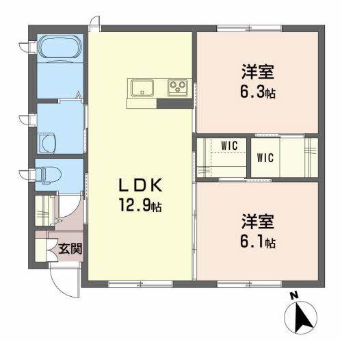ツクシC(2LDK/1階)の間取り写真