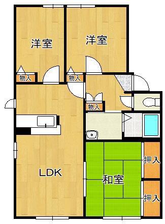 ベルク・ミッテ C棟(3LDK/1階)の間取り写真