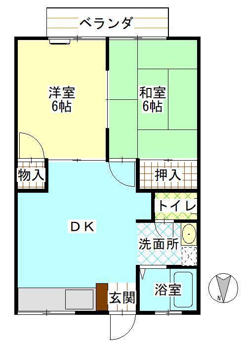 サンシャインハイツ(2DK/2階)の間取り写真