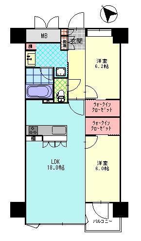 ニューガイア大分駅前NO.63(2LDK/2階)の間取り写真