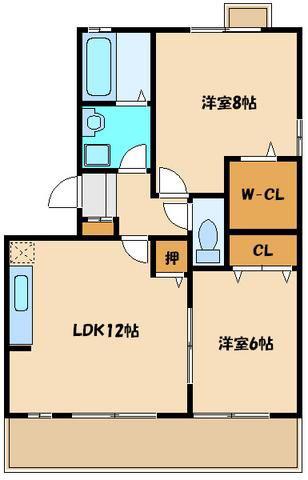 コルティーレII(2LDK/1階)の間取り写真