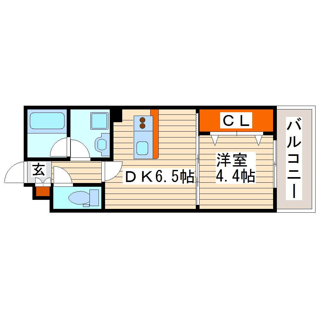 ピュアナ弓ノ町(1DK/7階)の間取り写真