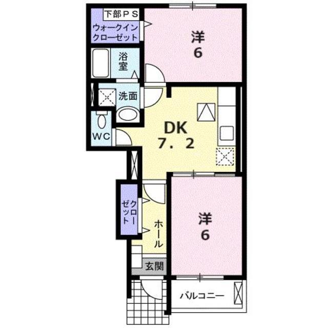 CALME KURINOKI(2DK/1階)の間取り写真
