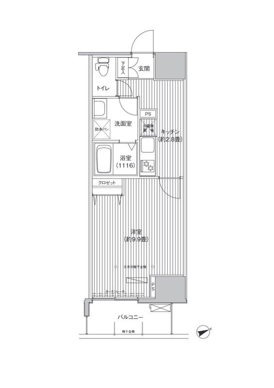 アクシス池袋(1K/4階)の間取り写真