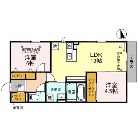 グランドゥール(2LDK/1階)の間取り写真