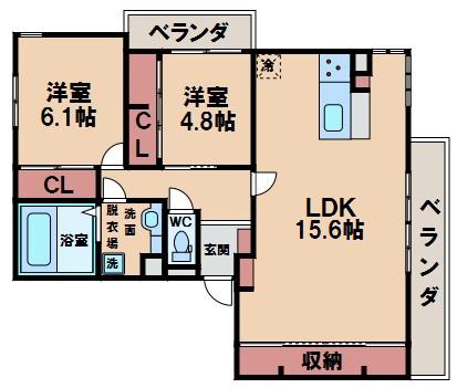 CIELO AZUL(2LDK/1階)の間取り写真