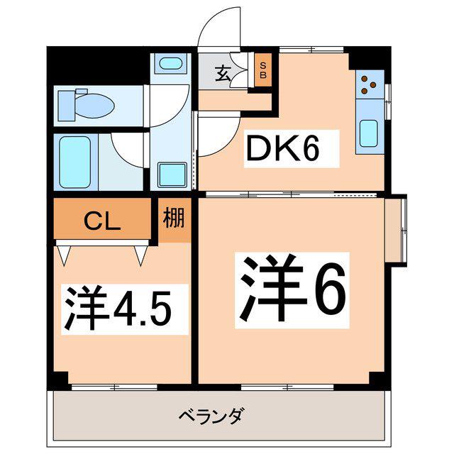 メゾンビラージュI(2DK/2階)の間取り写真