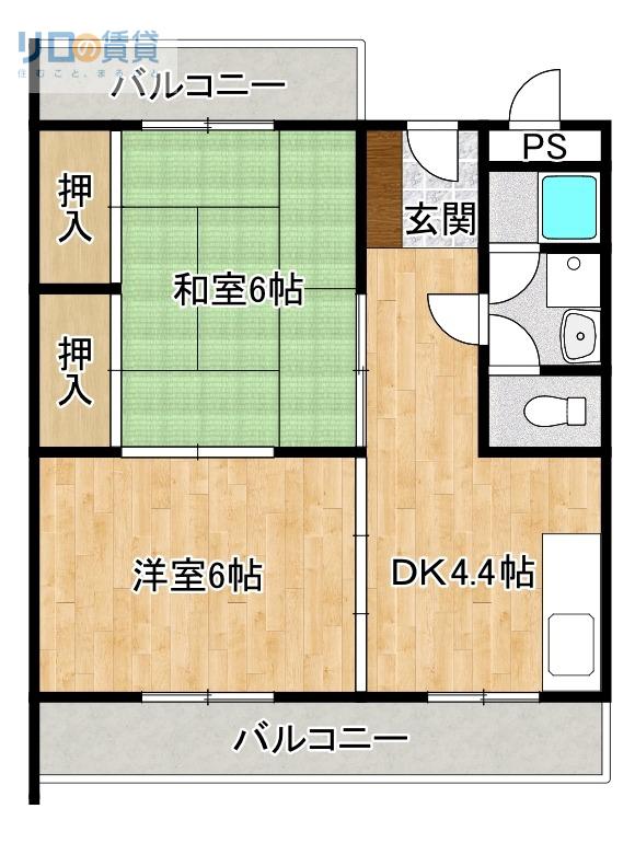 ヴィラひばりヶ丘(2DK/3階)の間取り写真