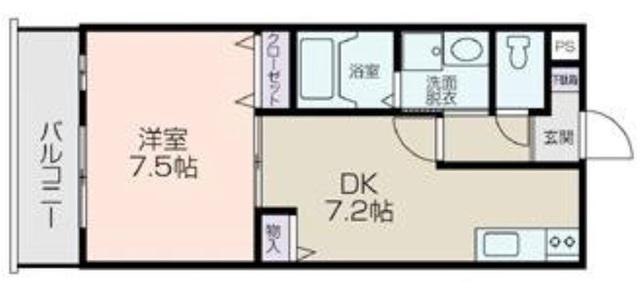 メルヴェイユ(1DK/1階)の間取り写真