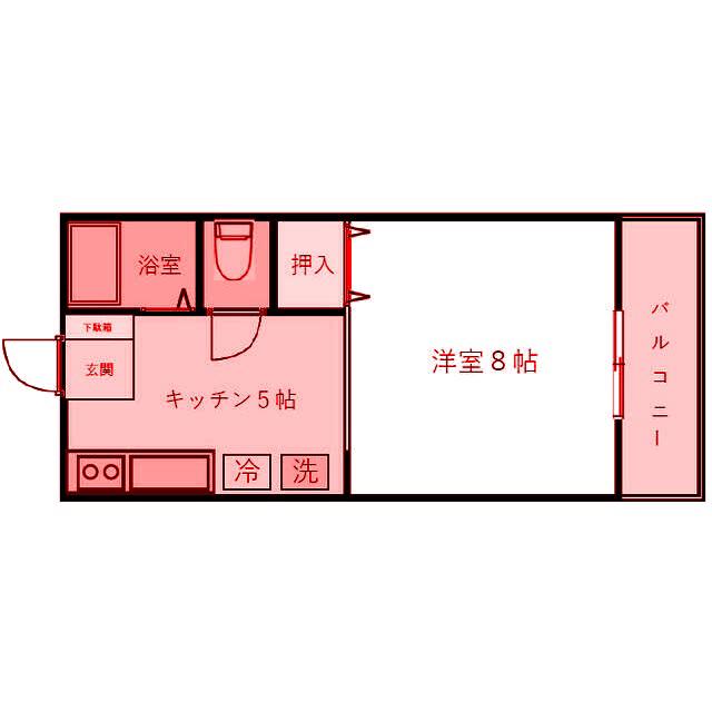 イレブン山手A棟(1DK/2階)の間取り写真
