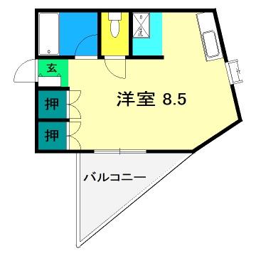 ハイツ愛宕町I(ワンルーム/4階)の間取り写真