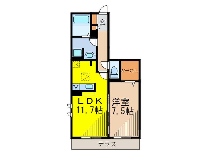 メゾンルミエール(1LDK/1階)の間取り写真